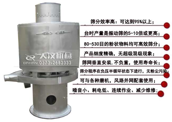 耐火材料立式气流筛特点 耐火材料立式气流筛特点